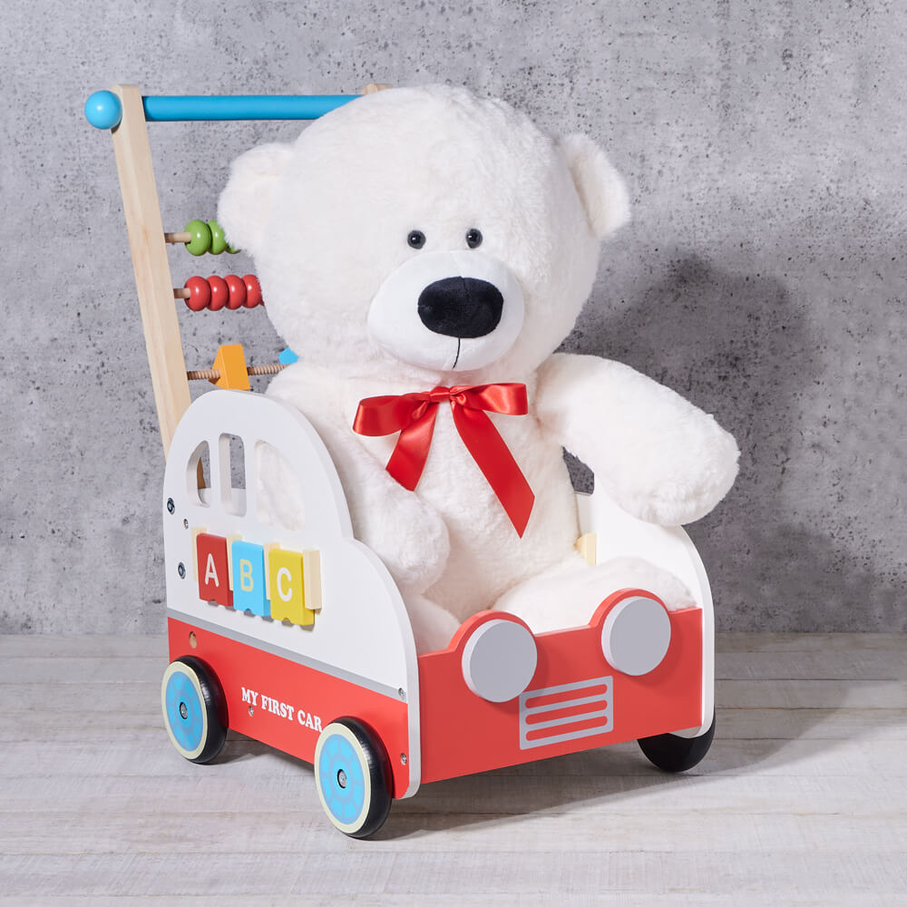 For a little one on the move, the My First Car with Abacus is a car toy with a walker handle that will help keep toddlers and little ones balanced while exploring.