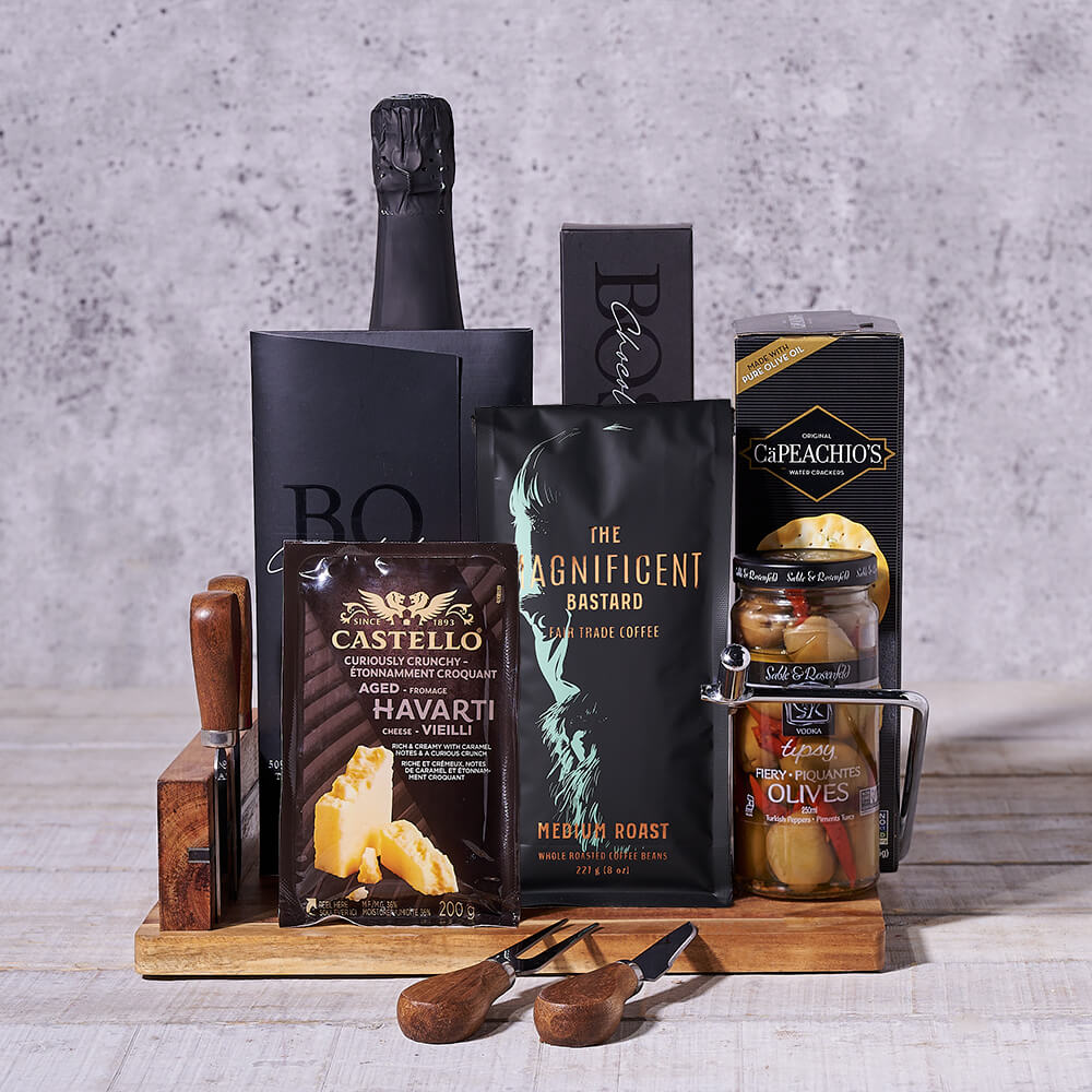 Cheese & Sparkling Wine Duo Gift, champagne gift, champagne, sparkling wine gift, sparkling wine, gourmet gift, gourmet, coffee gift