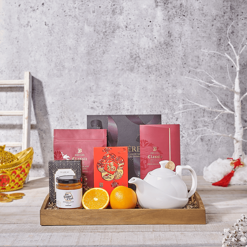 Chinese New Year Tea Chocolate Set – how the gift is presented