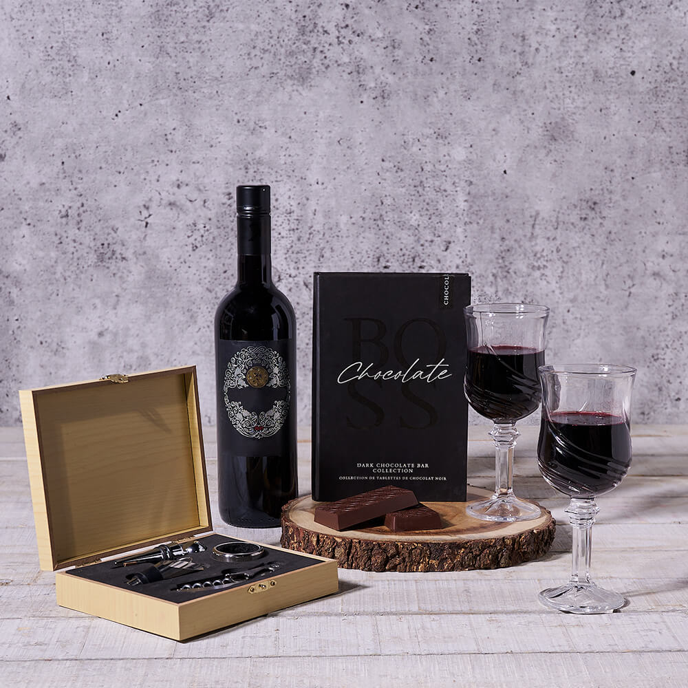 Chocolate & Wine Treat Gift Set, wine gift, wine, gourmet gift, gourmet, chocolate gift