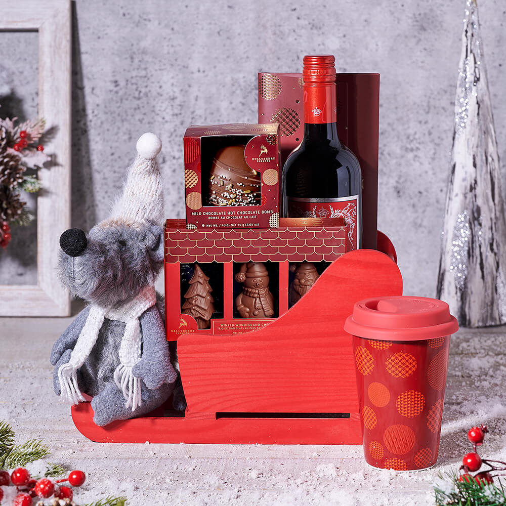 Dark Chocolate and Wine Christmas Gift – how the gift is presented