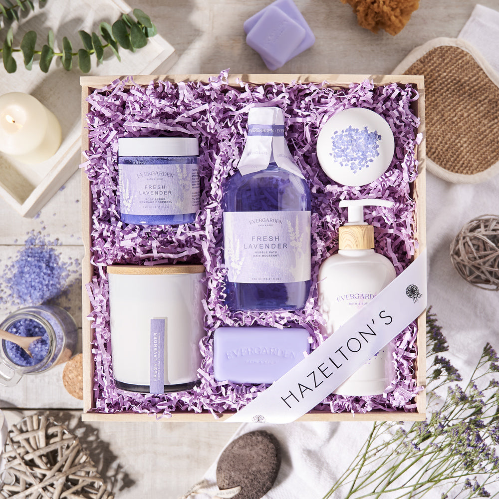 gift crate, spa gift crate, mother's day, skincare, lavender, bath and body, spa, spa gift crate delivery, delivery spa gift crate, bath and body crate usa, usa bath and body crate,