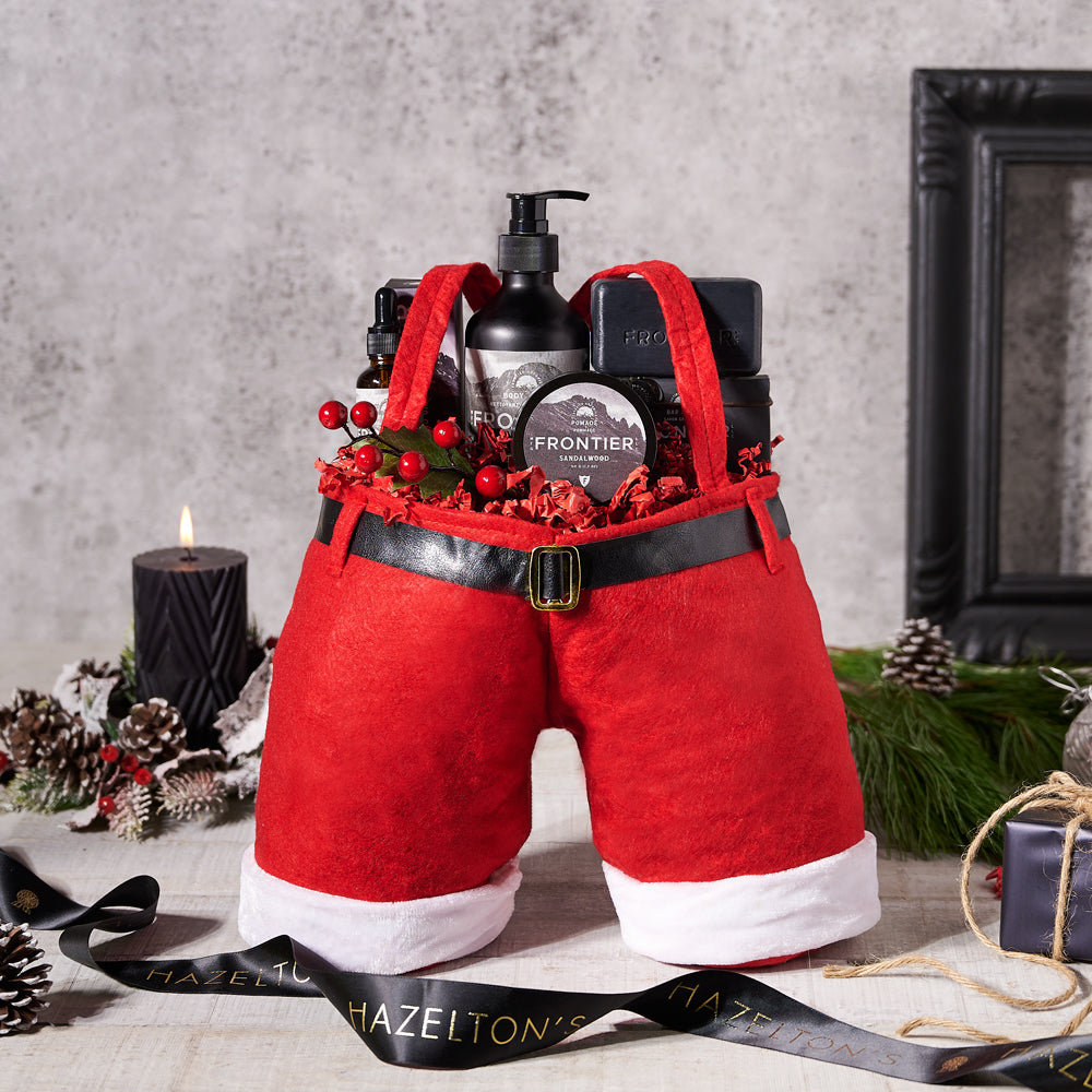 Men's Skincare Santa Pants Gift Bag – how the gift is presented
