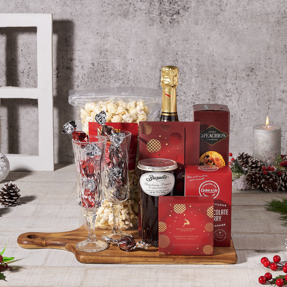 Christmas Celebration Gift Basket with Wine – how the gift is presented