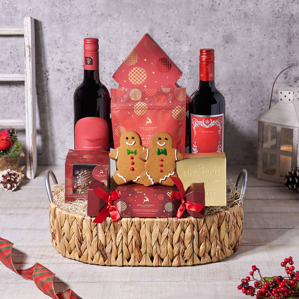 Festive Chocolate & Wine Gift Set, christmas gift, christmas, holiday gift, holiday, chocolate gift, chocolate, gourmet gift, gourmet, wine gift