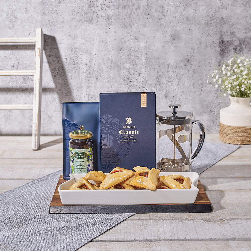Purim Fruit Spread and Hamantaschen Basket – how the gift is presented
