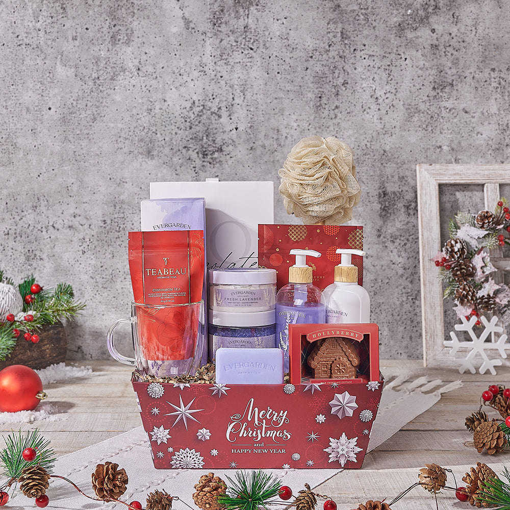 Holiday Bath & Teatime Gift, christmas gift, christmas, spa gift, spa, bath gift, bath, tea gift, tea
