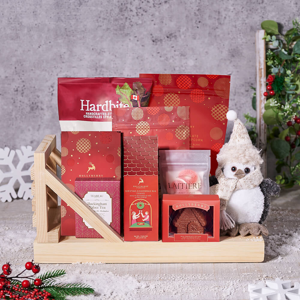 Holiday Gourmet Snacks Pine Sleigh – how the gift is presented