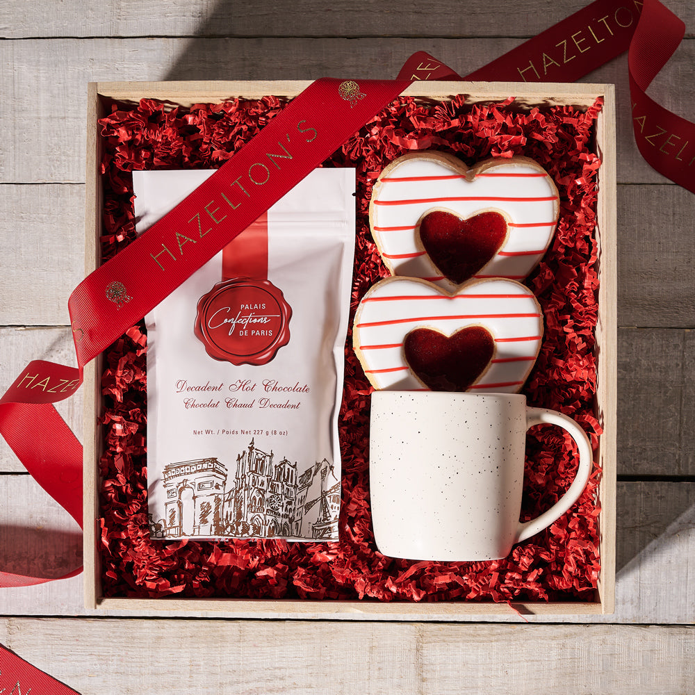Valentine’s Day Hot Chocolate & Cookies Gift Set, Valentine's Day gifts, cookie gifts Hazelton's