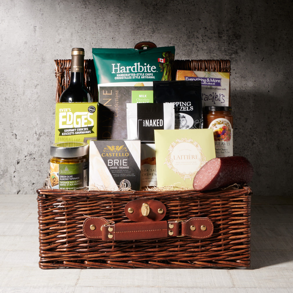 Wicker Wine Picnic Gift – how the gift is presented