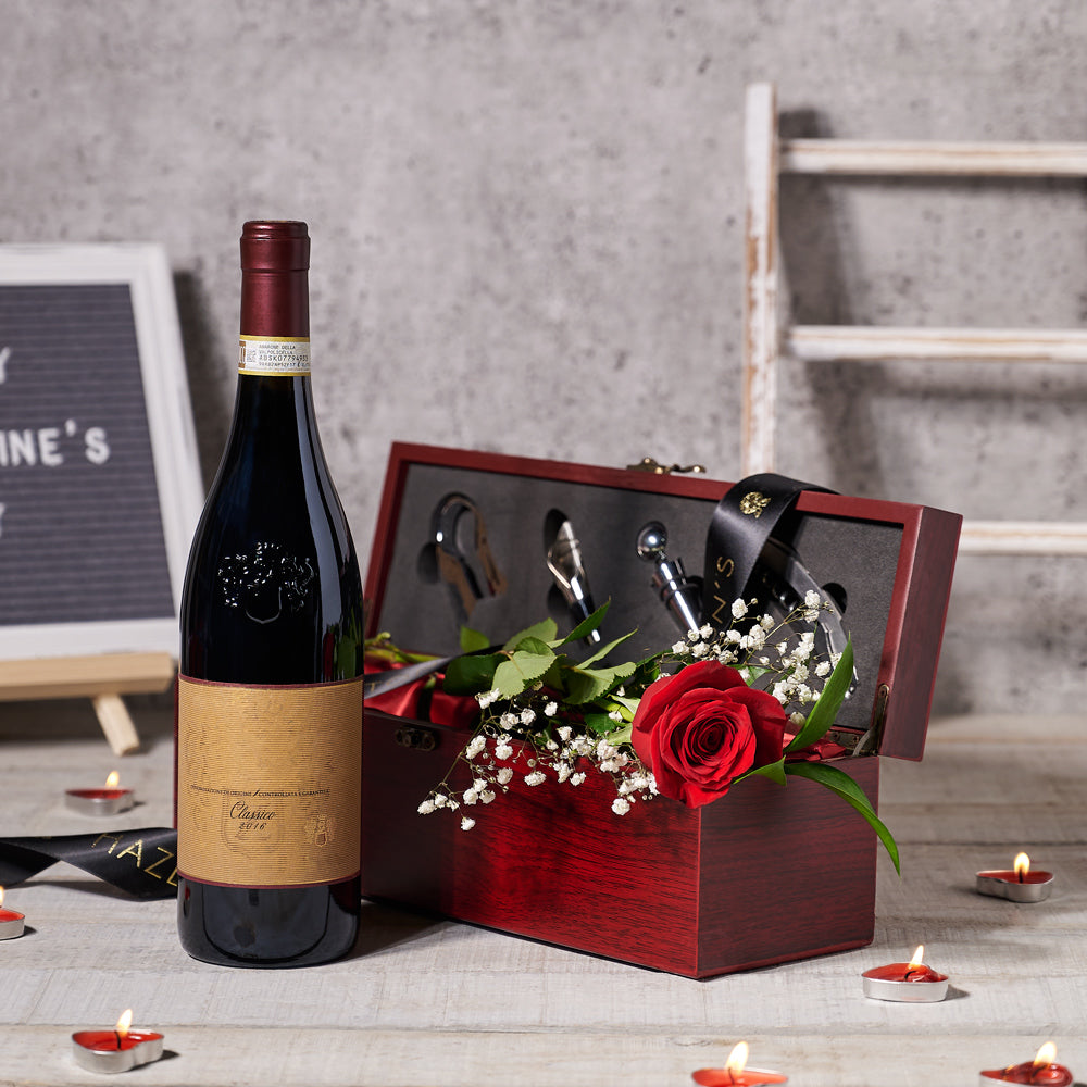 “By Any Other Name” Wine Box, Same Day Flower Delivery, Valentine's Day gifts, wine gifts, rose gifts
