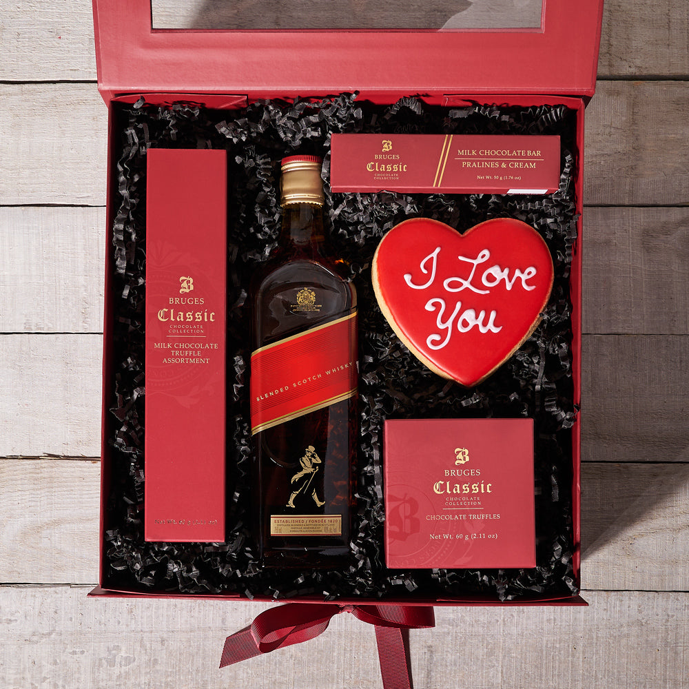 The Heartfelt Valentine’s Gift Box, Valentine's Day gifts, cookie gifts, liquor gifts