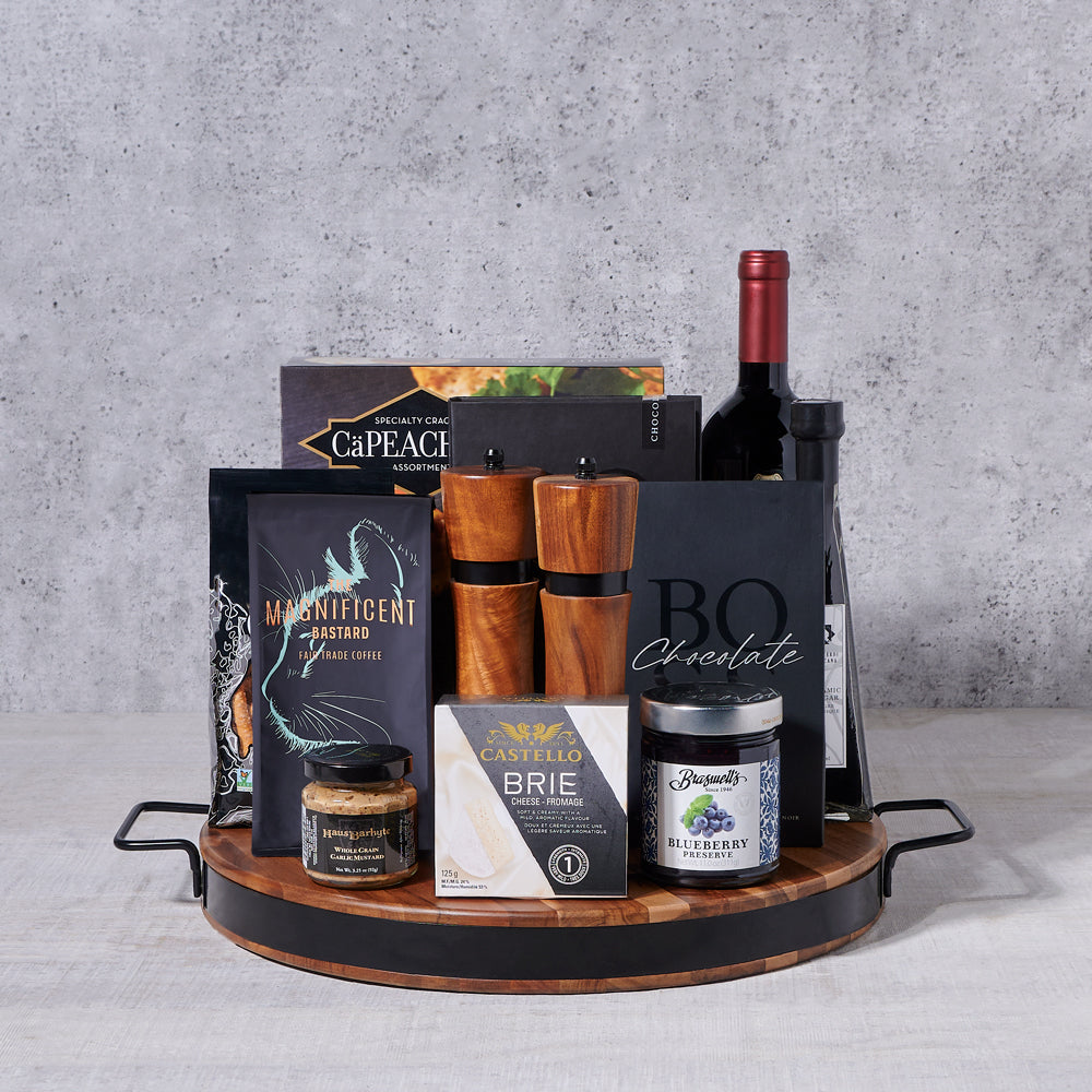 Brie, Crackers & Wine Snack Set, gourmet gift, gourmet, wine gift, wine, appetizer gift.