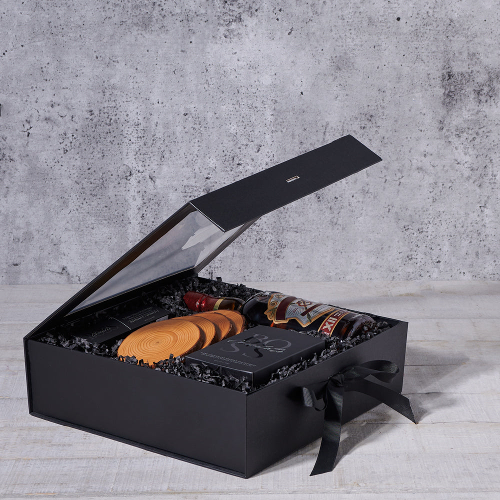 Delicious Treat & Liquor Gift Box, liquor gift baskets, gourmet gift baskets