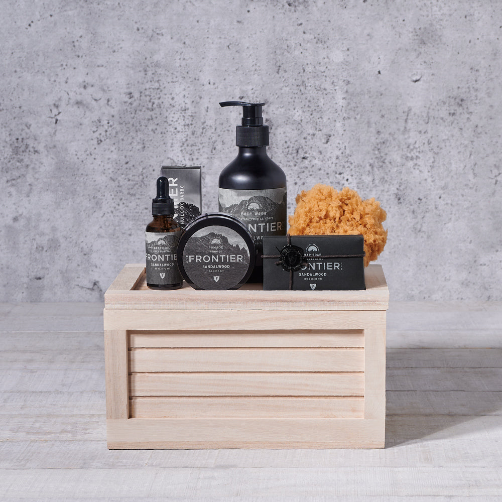 Men's Spa Essentials Basket – how the gift is presented