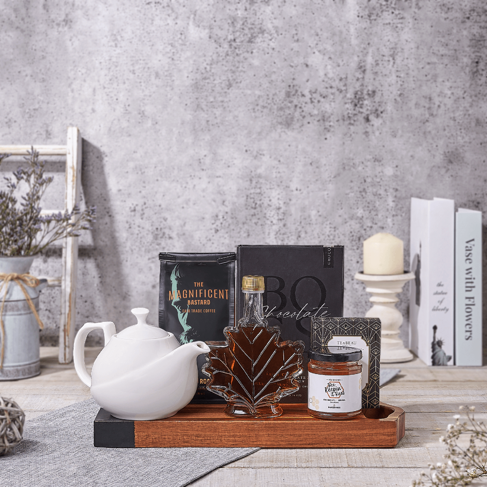 Maple Syrup and Tea Gift Tray – how the gift is presented