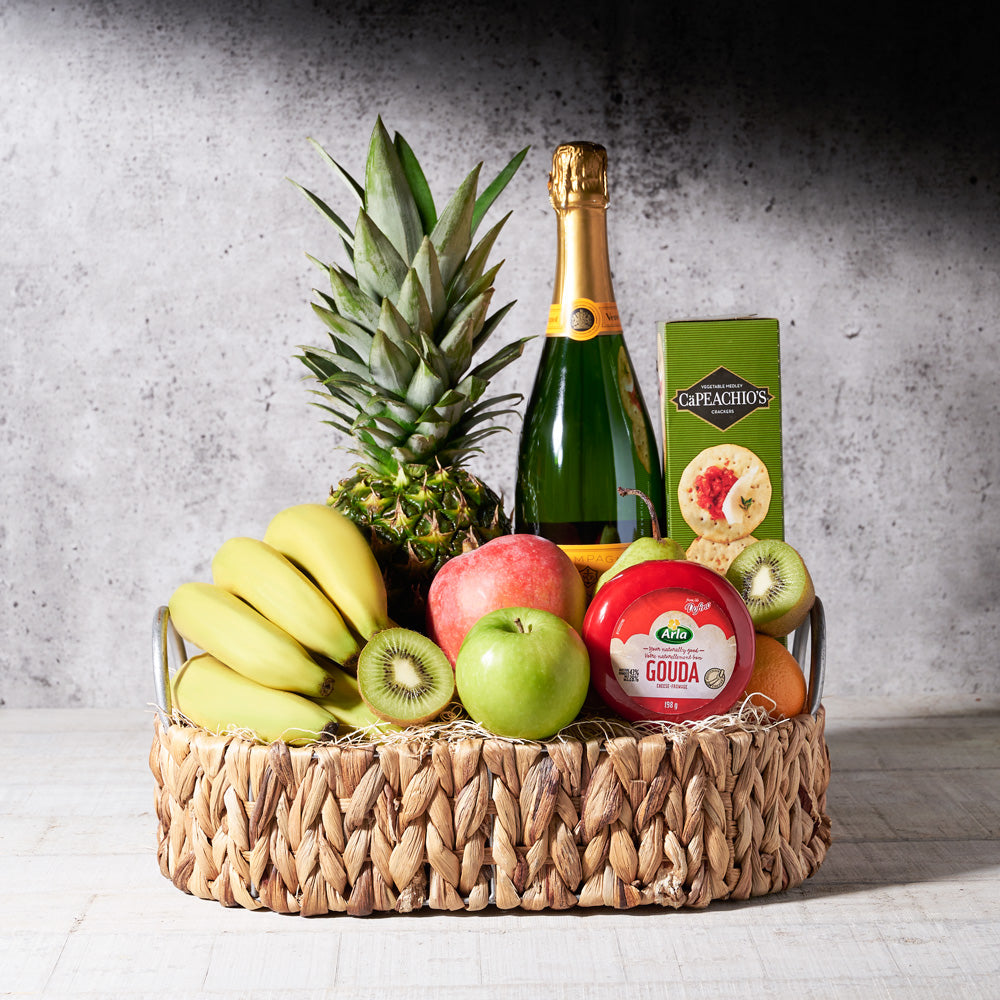 Great Harvest Champagne Gift Basket, champagne gift baskets, gourmet gifts, gifts, sparkling wine, fruit