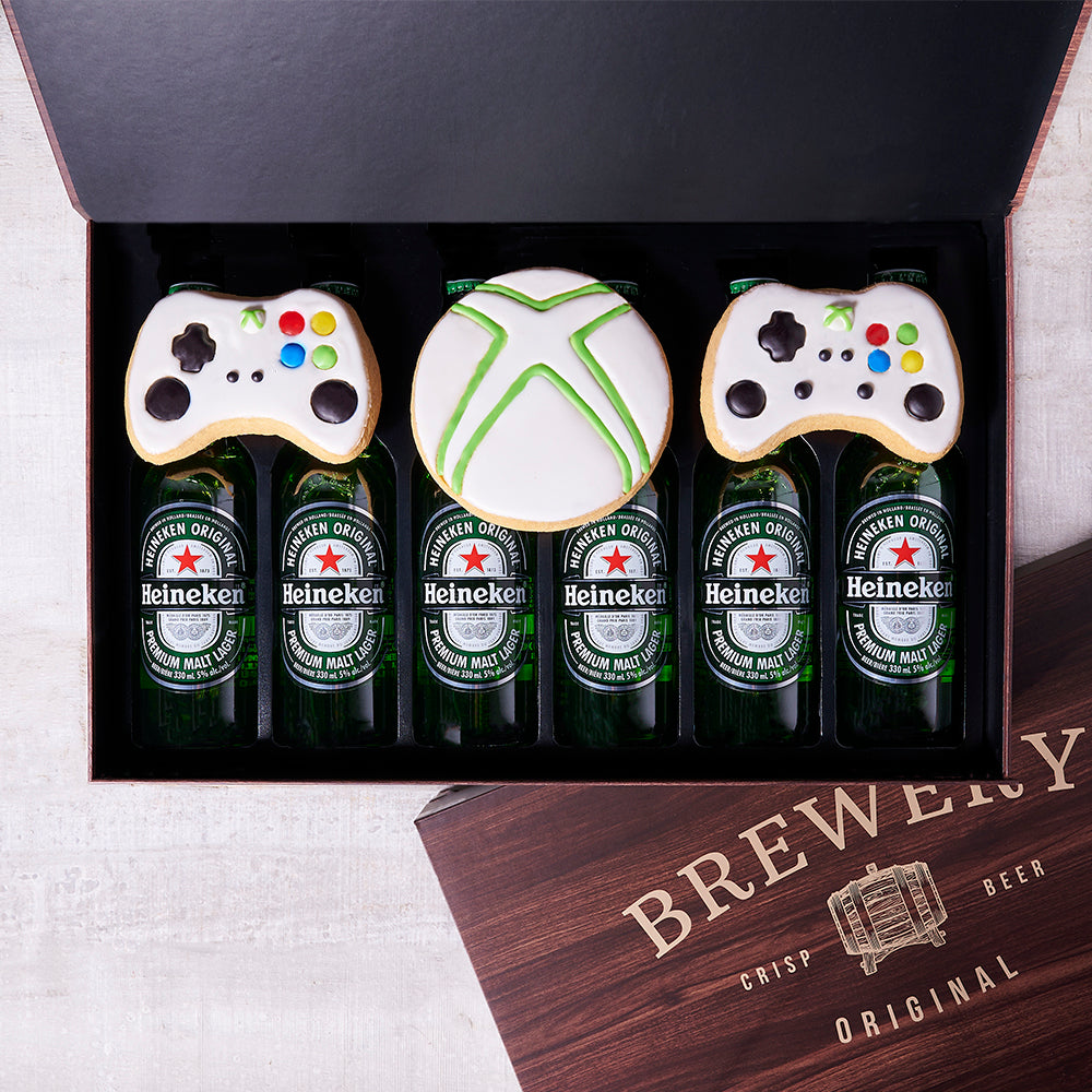 Gaming Cookie & Beer Gift Box, cookie gift, beer gift, beer, cookies, video game gift, video gaming,