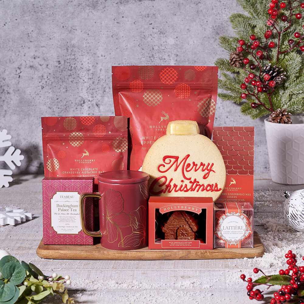 White Chocolate and Tea Christmas Basket – how the gift is presented
