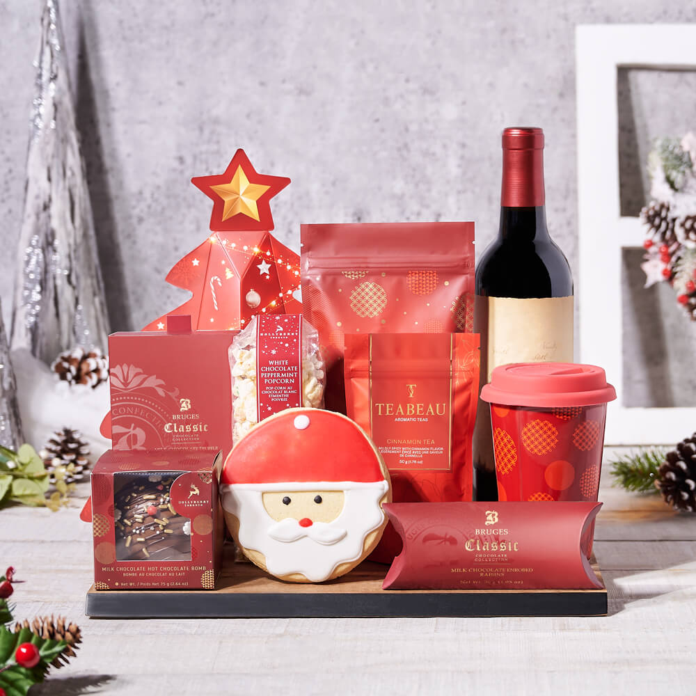 Christmas Wine and Festive Treats – how the gift is presented