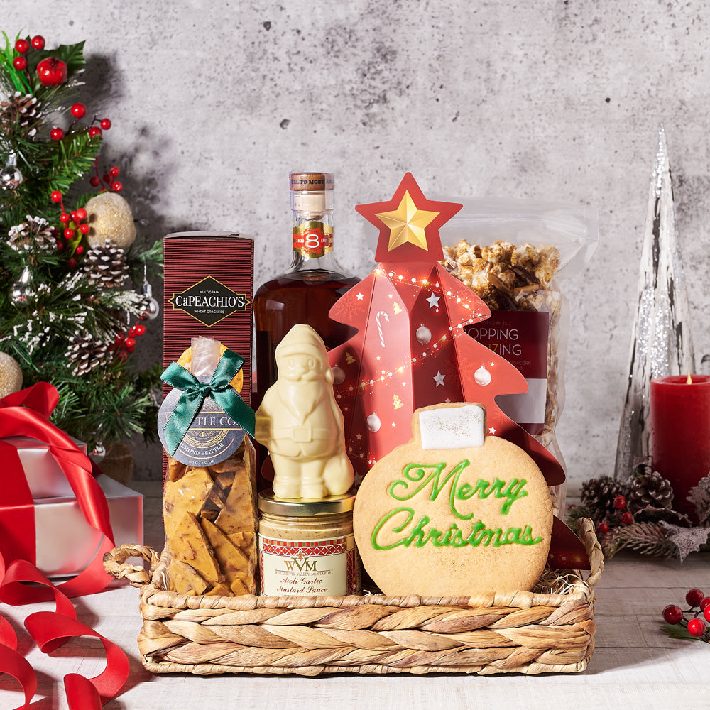 Christmas Vodka and Snack Basket – how the gift is presented