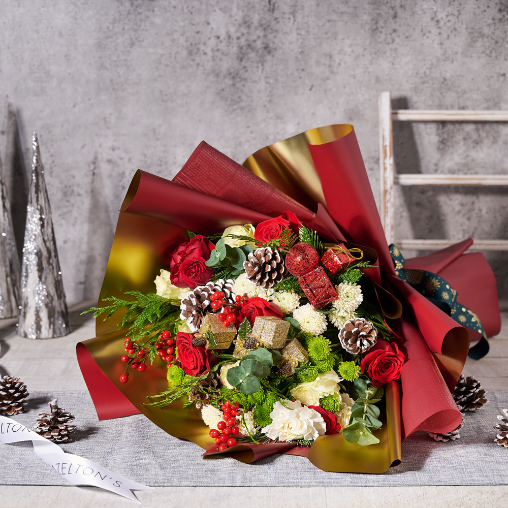 Mixed Floral Arrangement, flowers, Bouquet, christmas, holiday, Set 23988-2021, holiday flowers delivery, delivery holiday flowers, christmas bouquet usa, usa christmas bouquet