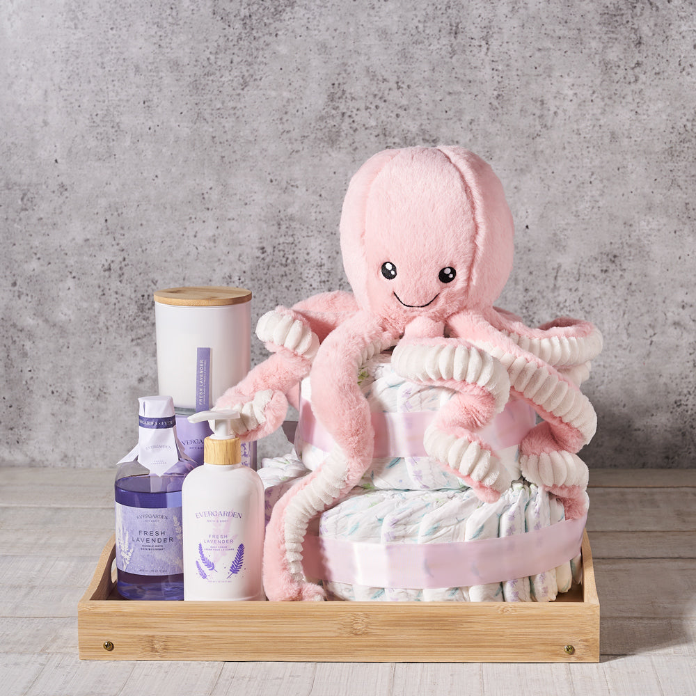 diapers, candle, mother's day, skincare, bath and body, spa, plush, baby toy, Set 24100-2021, mom and baby gift basket delivery, delivery mom and baby gift basket, bath and body baby