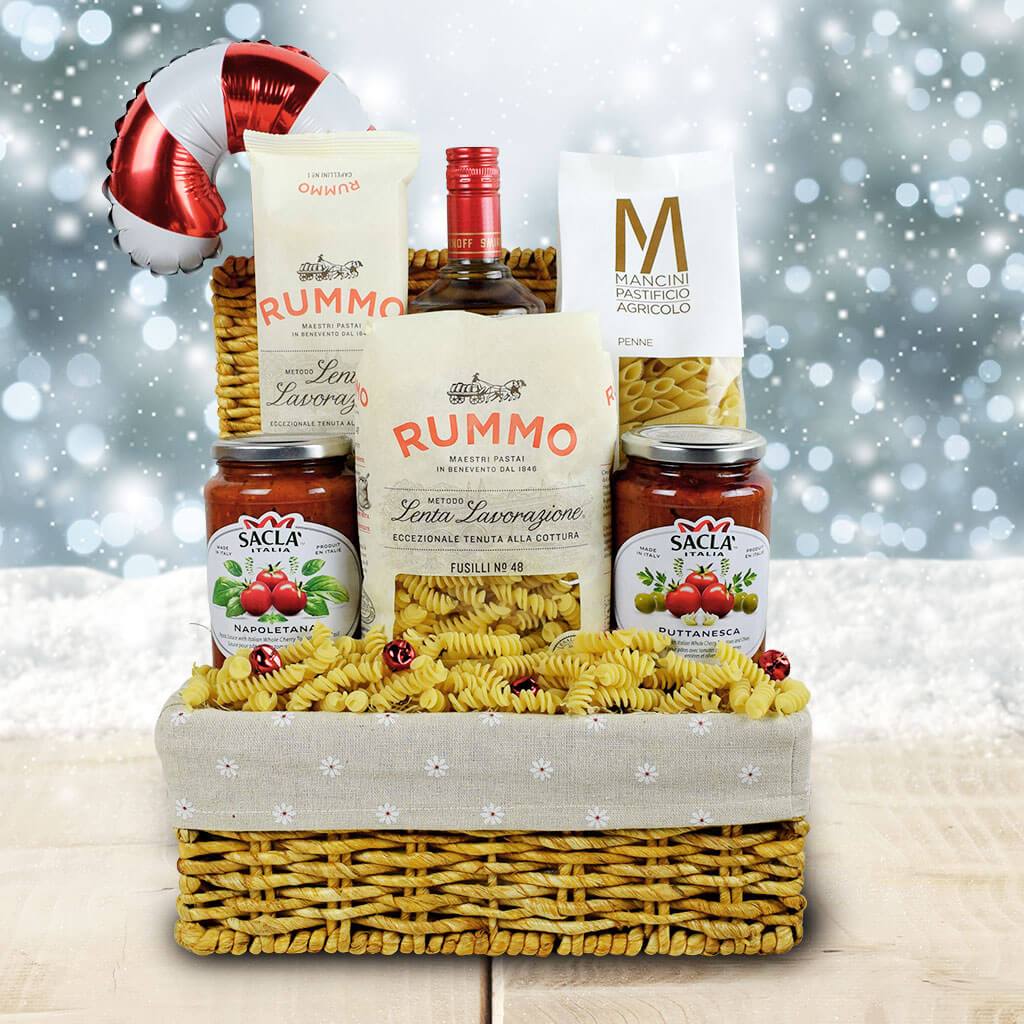 Pasta Extravaganza Christmas Liquor Gift Basket