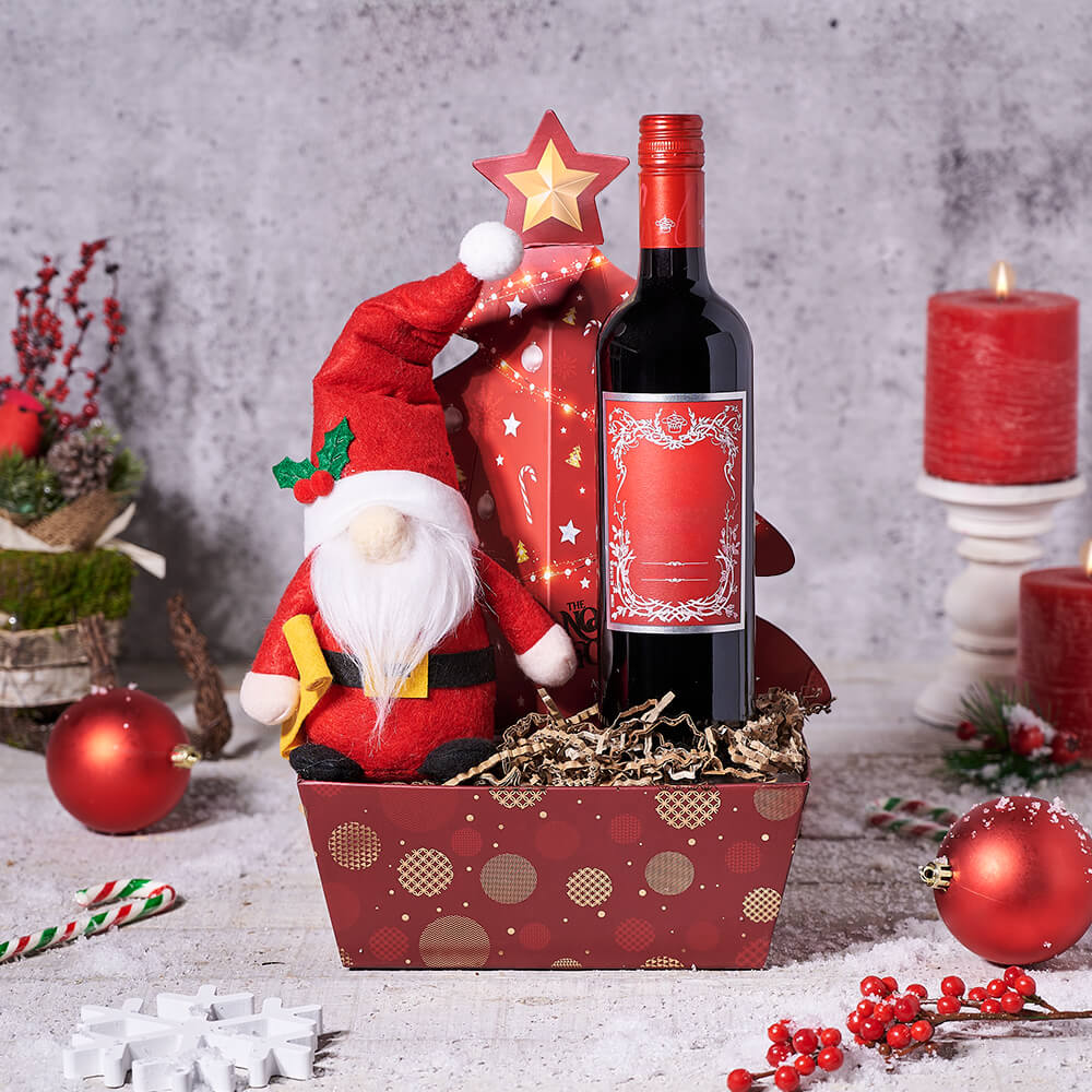 Wine and Chocolate Christmas Tray – how the gift is presented