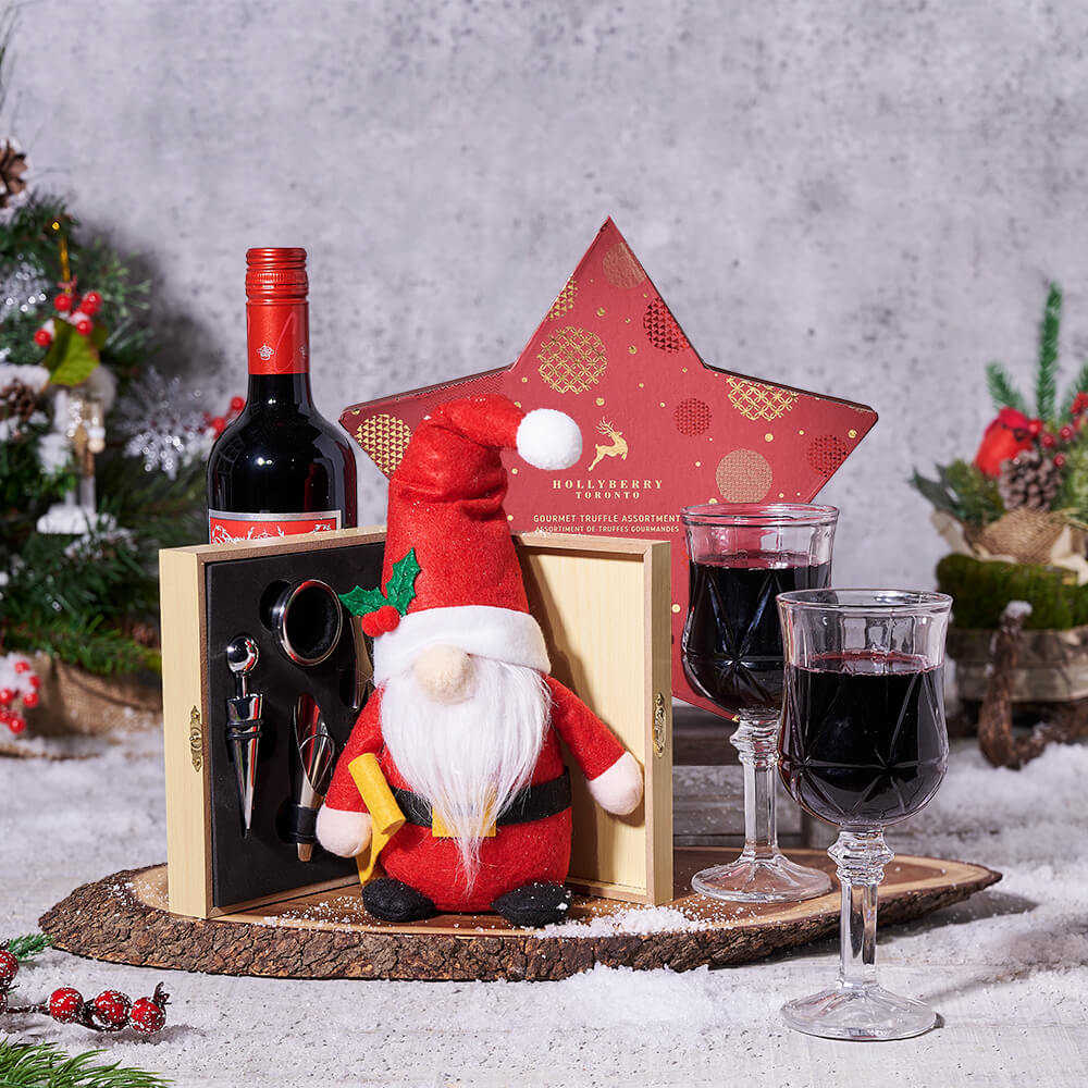 Santa’s Magic Wine Gift Set, christmas gift, christmas, holiday gift, holiday, wine gift, wine, gourmet gift, gourmet, chocolate gift