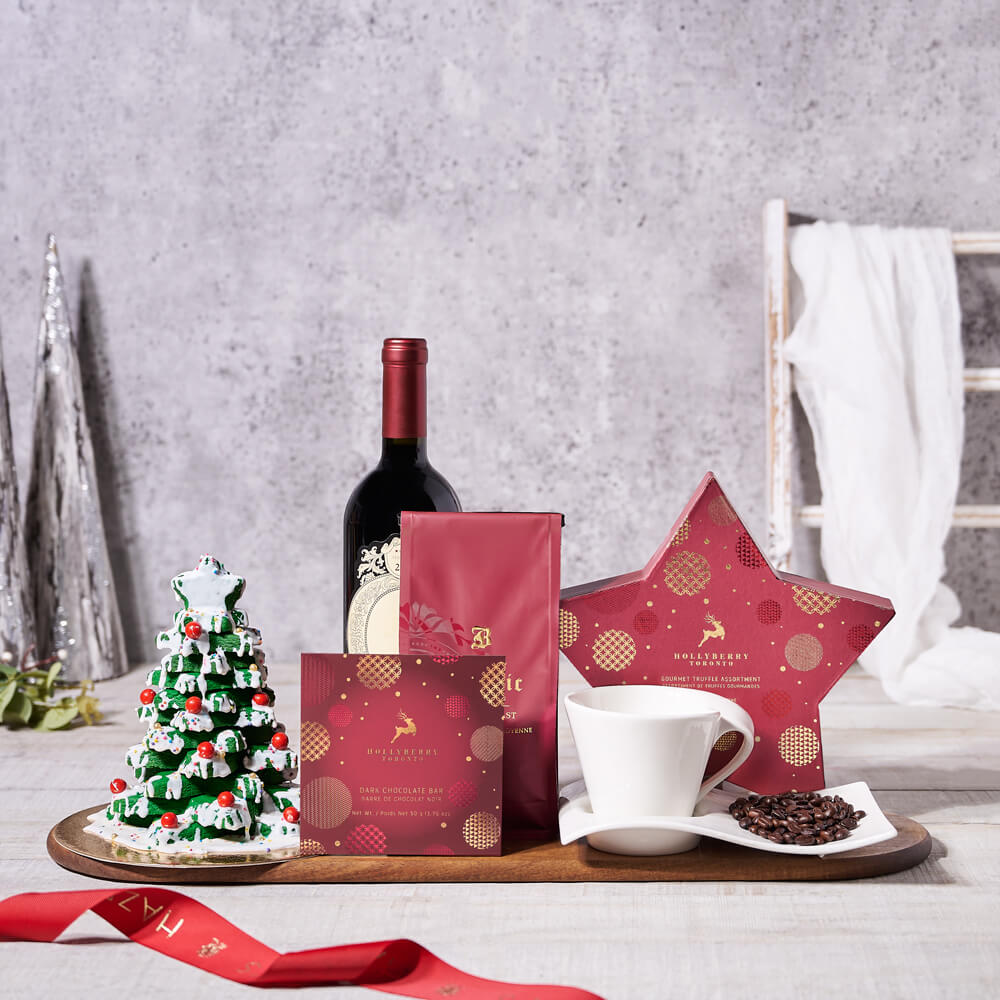 Winter Wine and Coffee Gift – how the gift is presented
