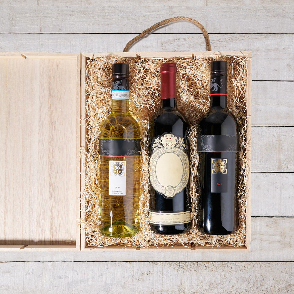 Happy Birthday Trio You!, Three Wines, Wine Gift Crate, Wine Gift Baskets