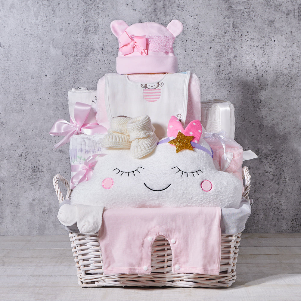 Classic Baby Girl Gift Basket – how the gift is presented