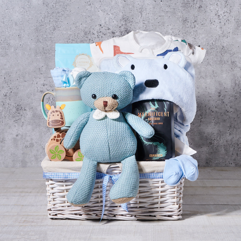 Blue Ribbon Baby Gift Basket – how the gift is presented
