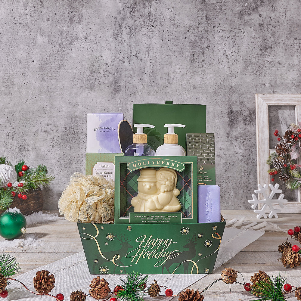 Soothing Holiday Spa Gift, christmas gift, christmas, chocolate gift, chocolate, spa gift, spa, bath gift