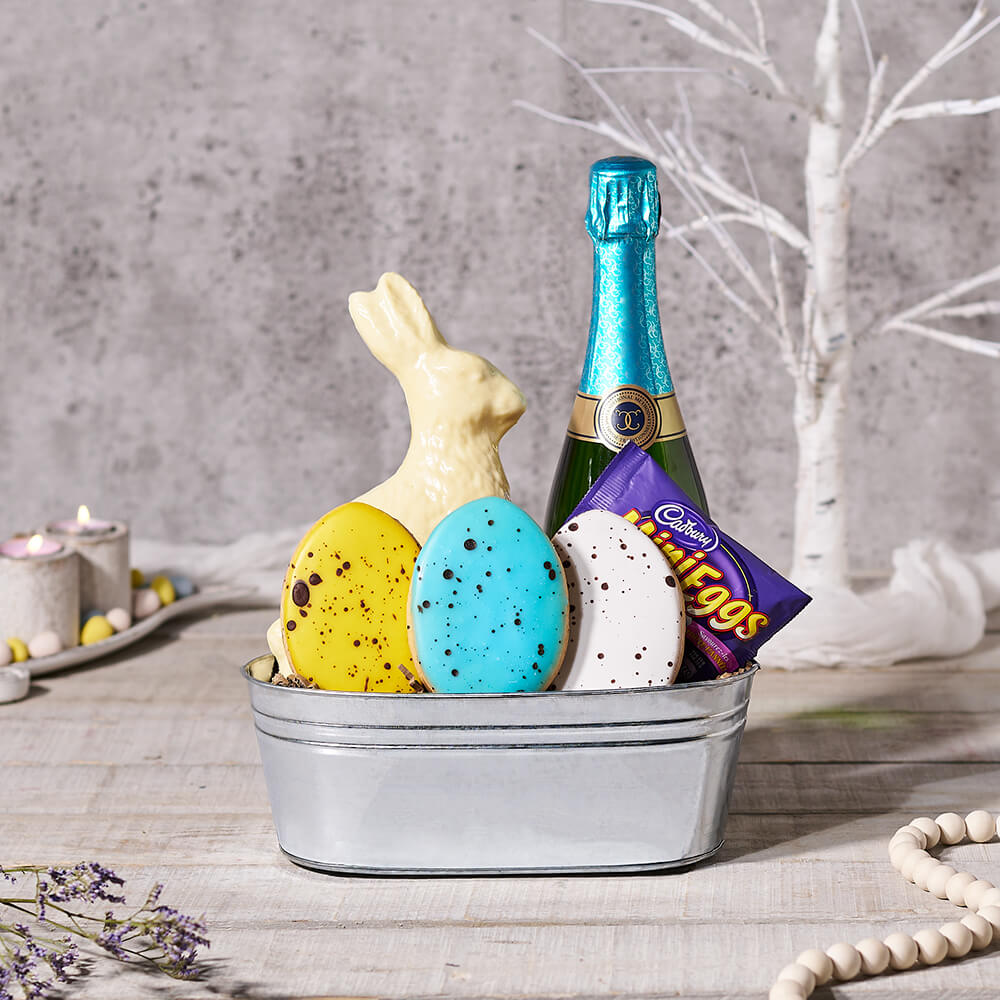 Sparkling Wine Easter Gift Bucket – how the gift is presented