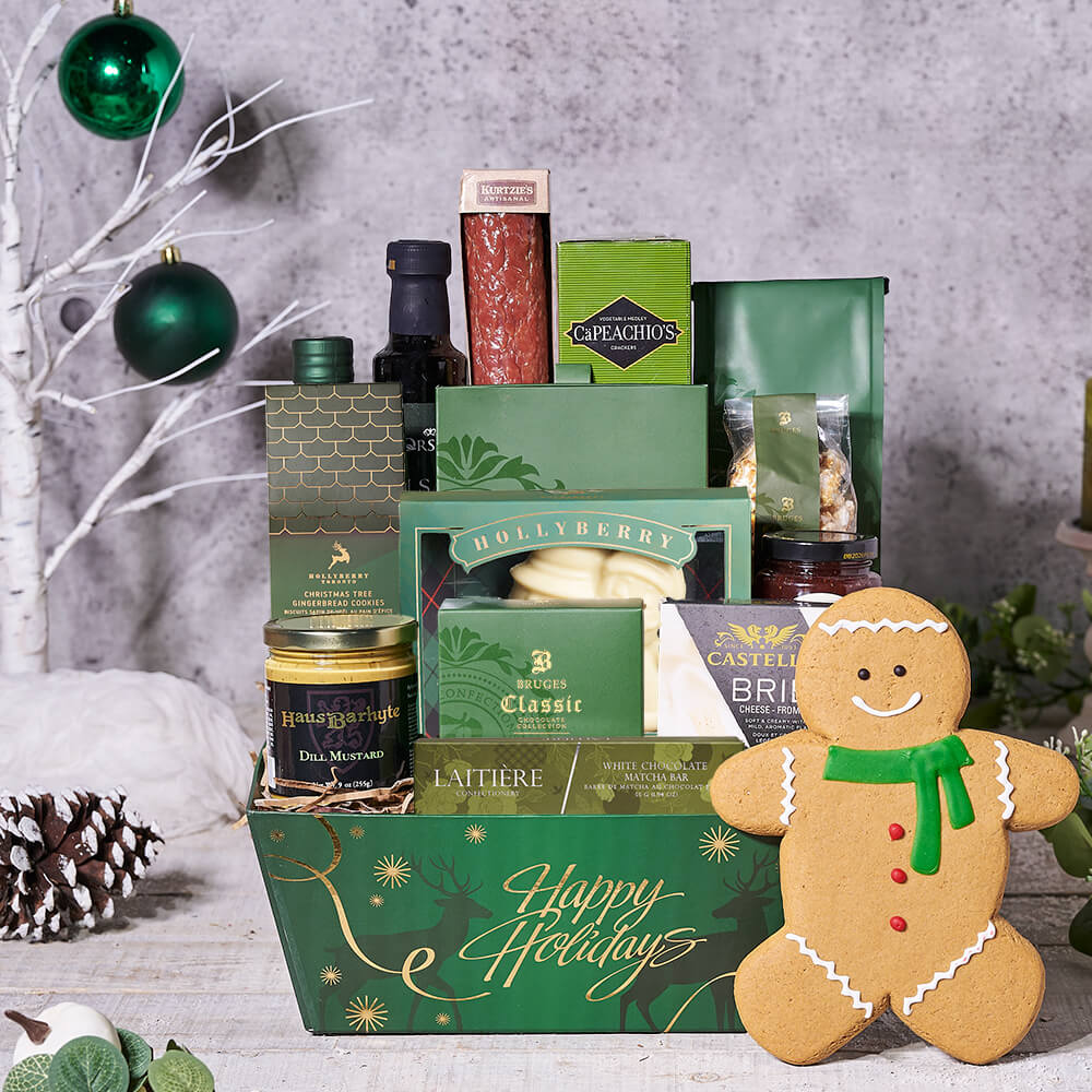 Christmas Green Tray Gift Basket – how the gift is presented
