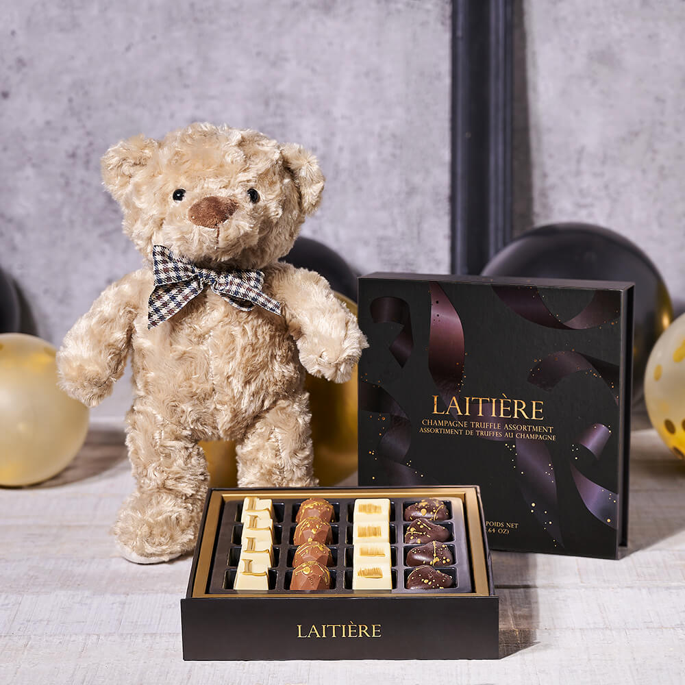 Chocolate Truffle and Plush Teddy – how the gift is presented