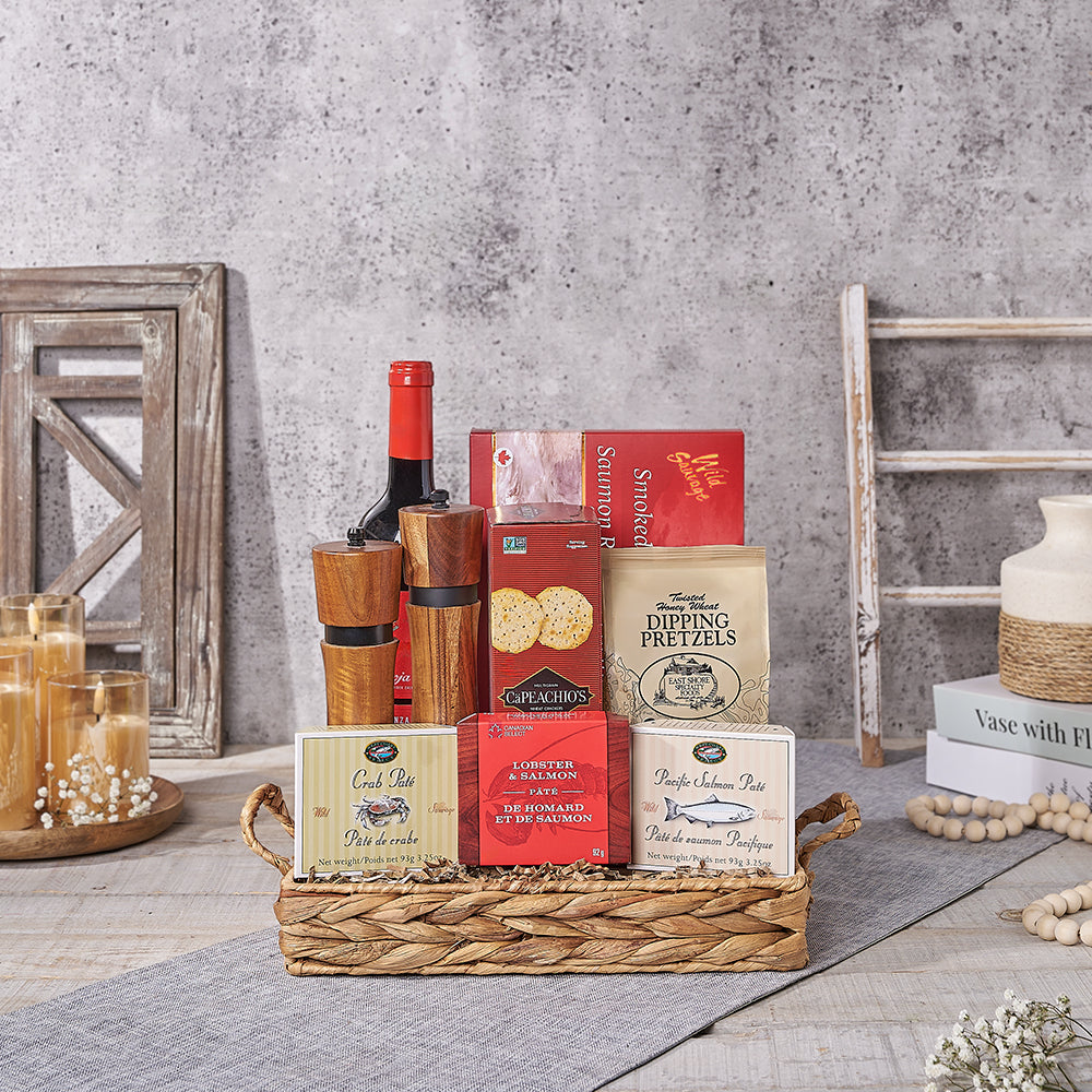 Ultimate Wine & Seafood Gift Basket, wine gift, wine, seafood gift, seafood, gourmet gift, gourmet