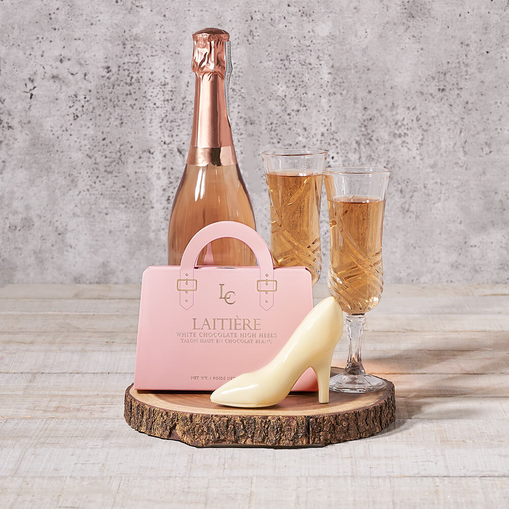 White Chocolate & Champagne Gift Board, chocolate gift, chocolate, champagne gift, champagne, sparkling wine gift, sparkling wine, gourmet gift, gourmet Hazelton's