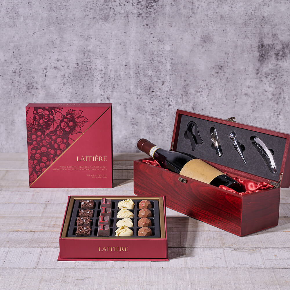 Wine Pairing Gift Box, wine gift, wine, gourmet gift, gourmet, chocolate gift, chocolate Hazelton's