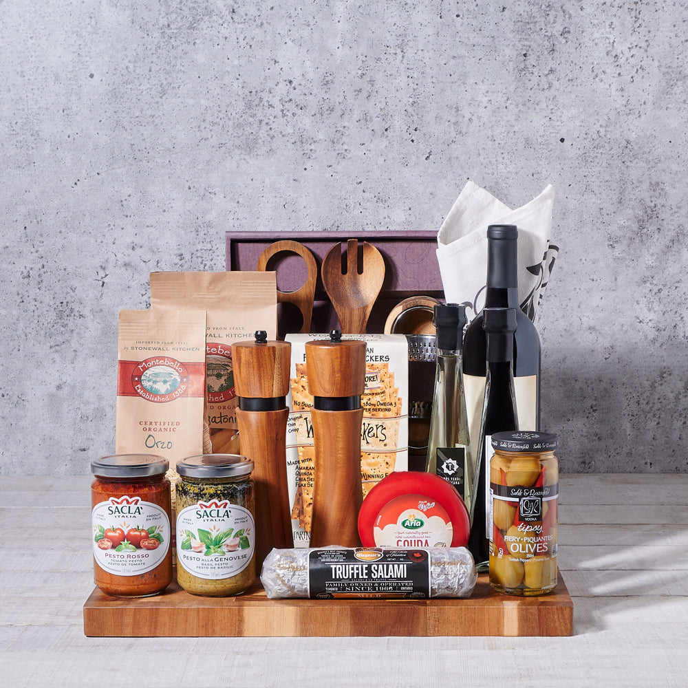 Red Wine and Italian Pasta Gift – how the gift is presented