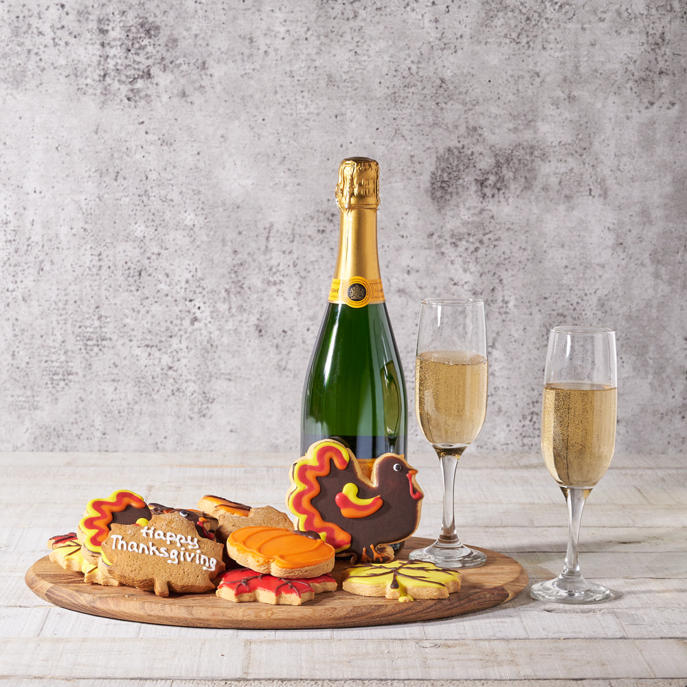Thanksgiving Sparkling Wine Gift Basket, USA – how the gift is presented