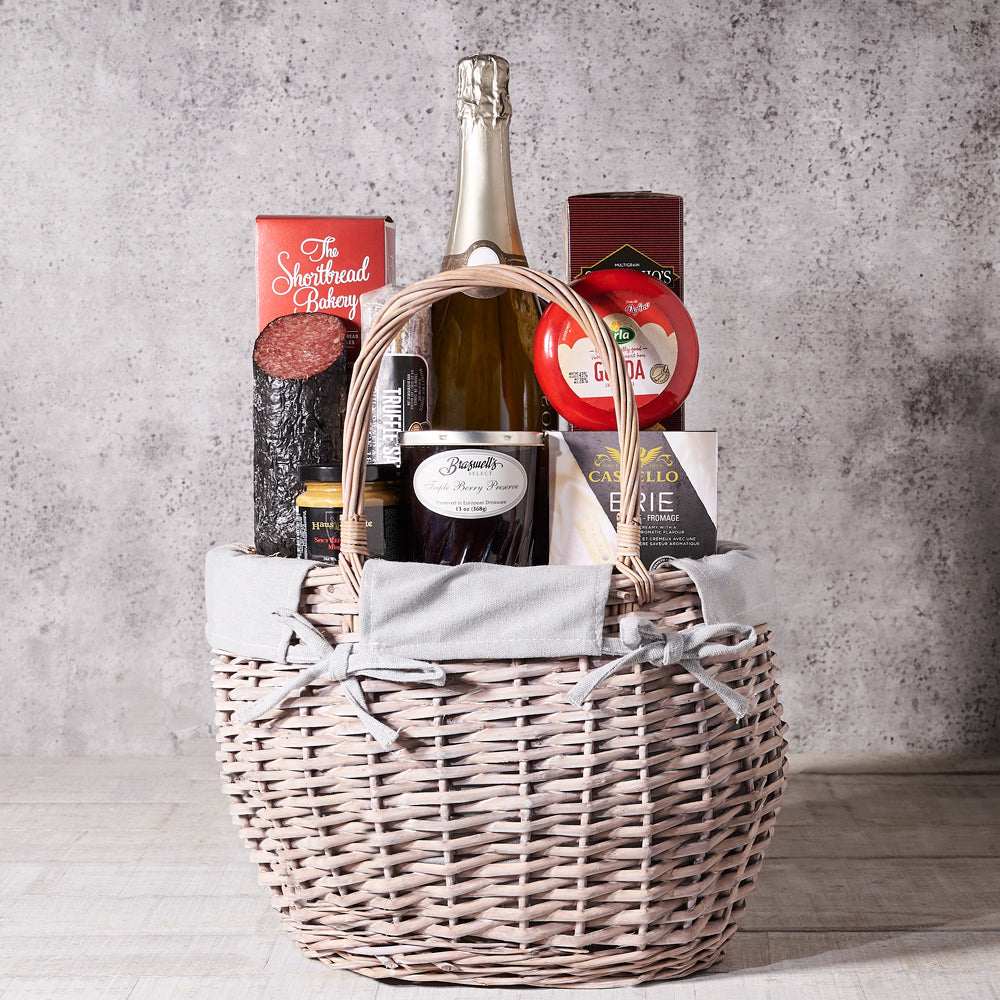 berry preserves, brie cheese, gourmet gift basket, gourmet, Salami, crackers, christmas, chocolate, cheese, champagne, champagne gift basket delivery, delivery champagne and cheese, champagne basket delivery
