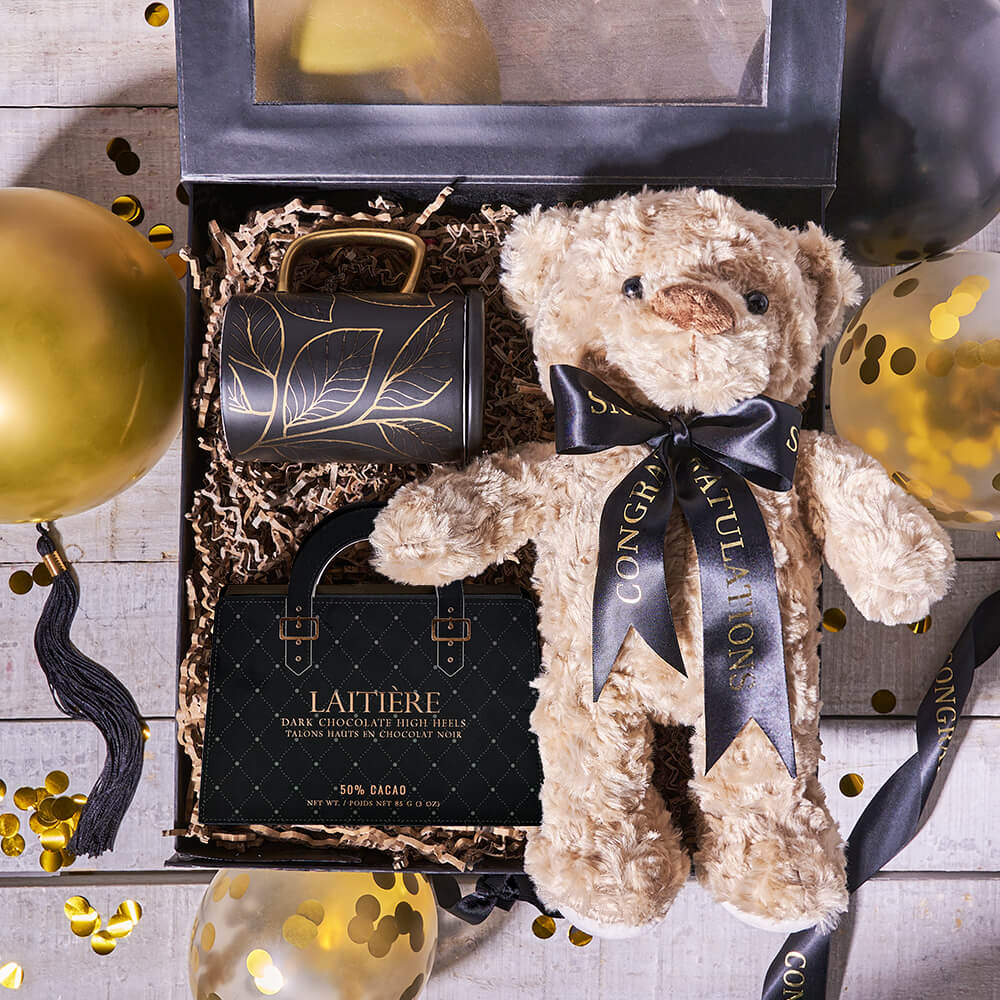Graduation Chocolate High Heels Basket – how the gift is presented