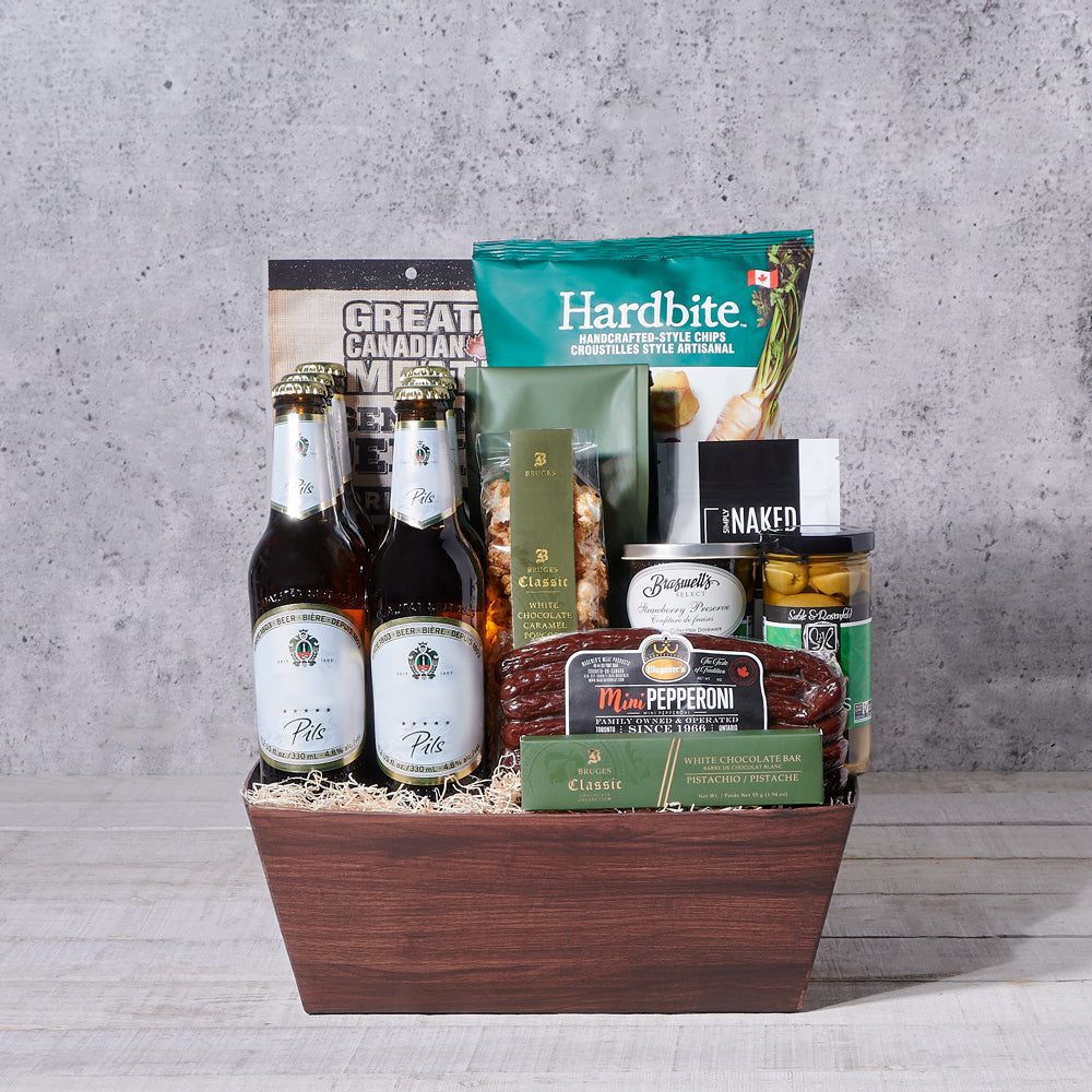 Beer and Gourmet Snack Tray – how the gift is presented
