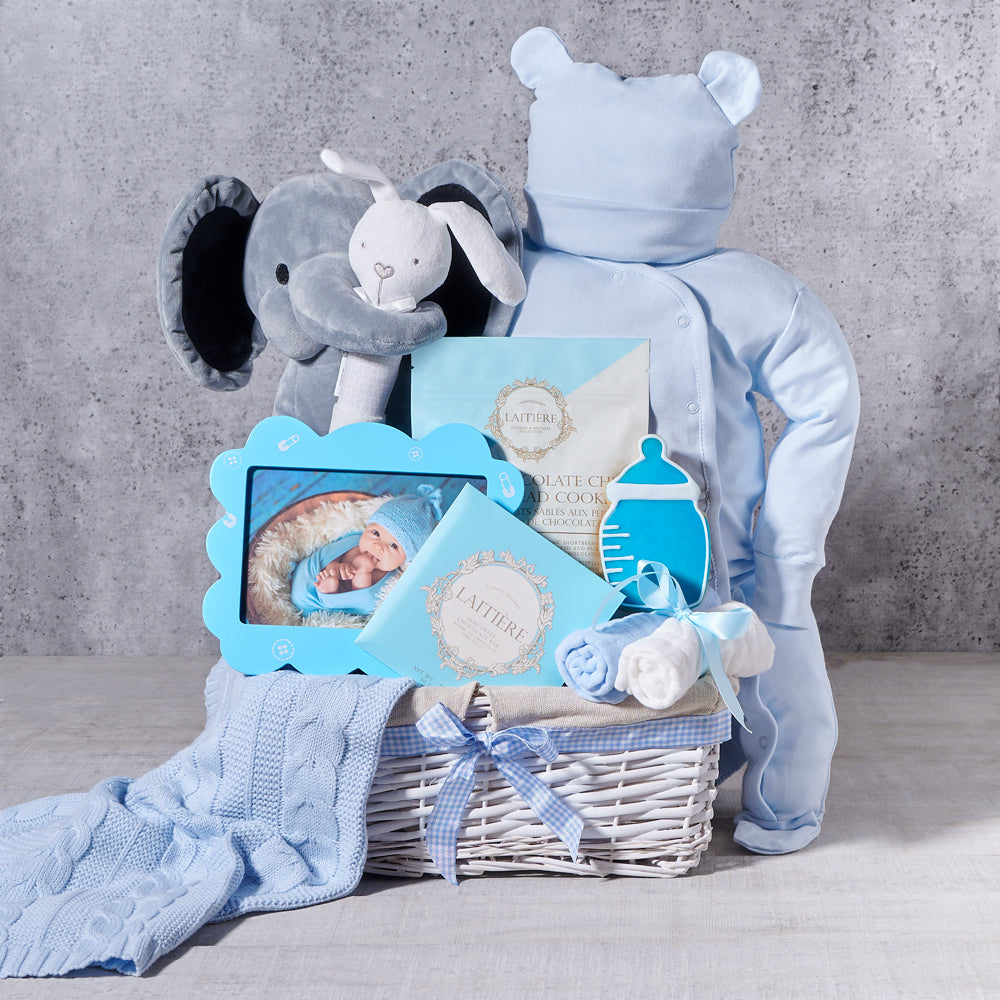 Newborn Baby Boy Welcome Basket – how the gift is presented