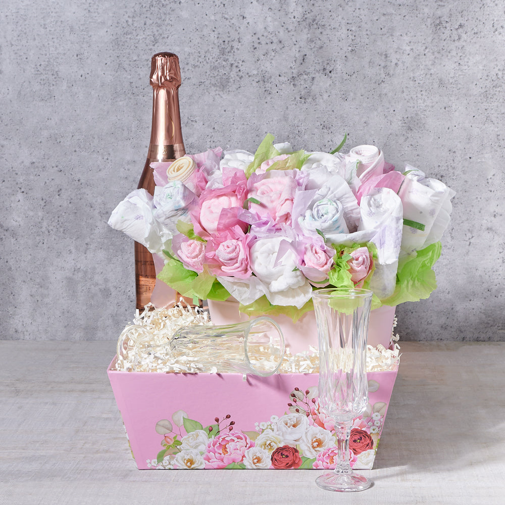 Baby Girl Sweet Arrival Gift Basket – how the gift is presented