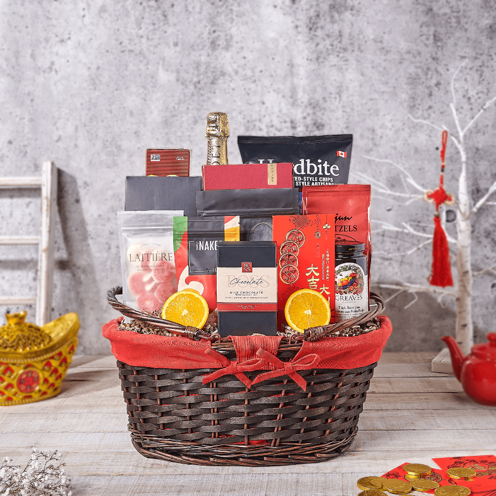 Chinese New Year Sparkling Wine Basket, USA – how the gift is presented