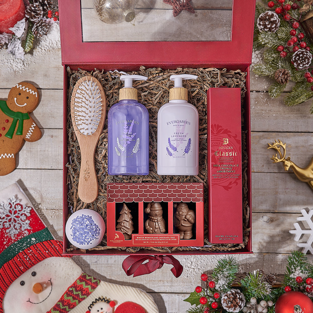 Holiday Relaxation Spa and Chocolate Box – how the gift is presented